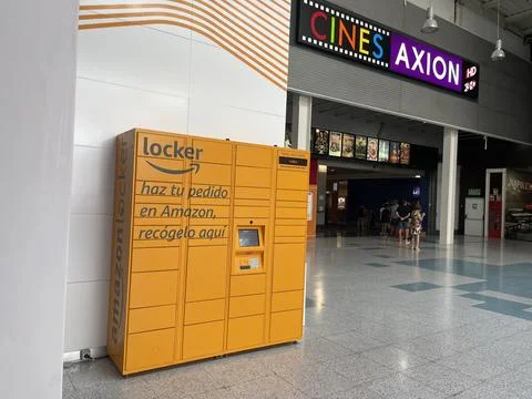 Rodica Amazon Locker unit located in Alzamora shopping centre next to Axion Stock Photos