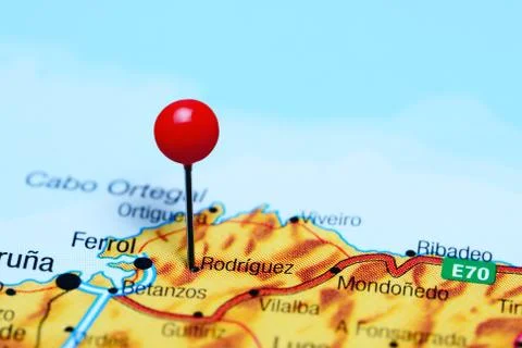 Rodriguez pinned on a map of Spain Stock Photos