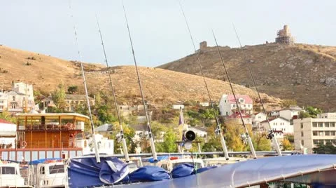 Rods on a boat Stock Footage 8850885