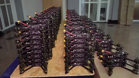 Roduction of combat FPV drones for military operations. Stock Footage 305993060