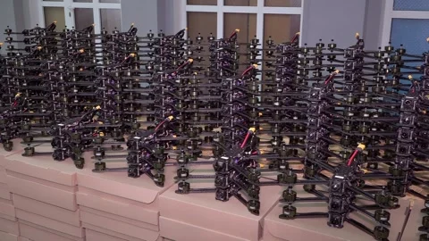 Roduction of combat FPV drones for military operations. Stock Footage 305993092