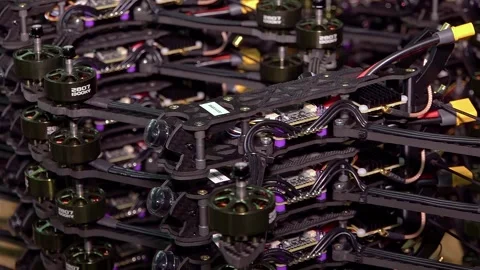 Roduction of combat FPV drones for military operations. Stock Footage 305993149