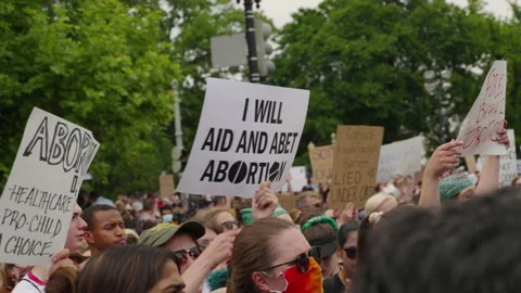 Roe v. Wade Overturn Protest Signs Stock Footage 200786539