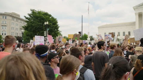 Roe v. Wade Overturn Protest in front of the Supreme Court Stock Footage 200787493