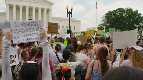 Roe v. Wade Overturn Protest in front of the Supreme Court Stock Footage 200788135