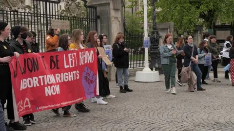 Roe v Wade Protest, Belfast Stock Footage 191611492