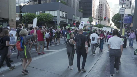 Roe V Wade Protest In Downown Los Angeles Stock Footage 220362160