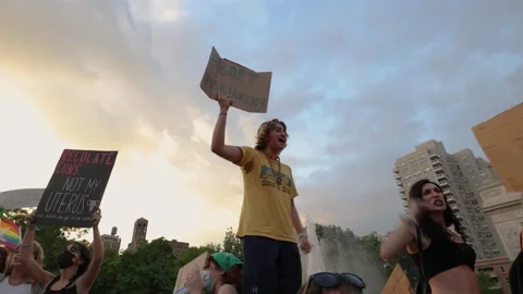 Roe VS Wade Ruling Protest - New York City June 24, 2022 Stock Footage 198474233