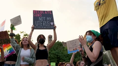 Roe VS Wade Ruling Protest - New York City June 24, 2022 Stock Footage 198474307