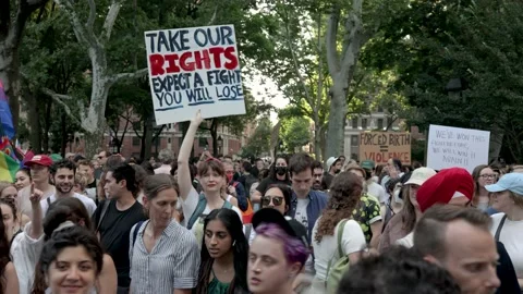 Roe VS Wade Ruling Protest - New York City June 24, 2022 Stock Footage 198475043