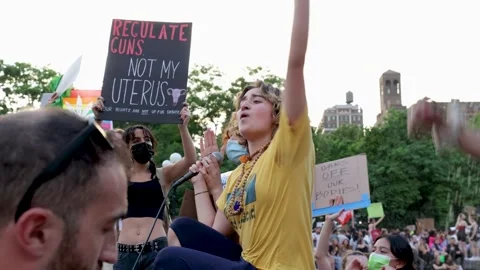 Roe VS Wade Ruling Protest - New York City June 24, 2022 Stock Footage 198475532