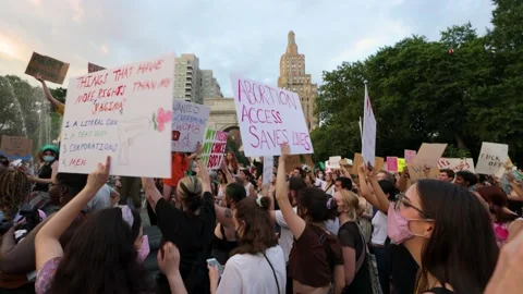 Roe VS Wade Ruling Protest - New York City June 24, 2022 Stock Footage 198475968