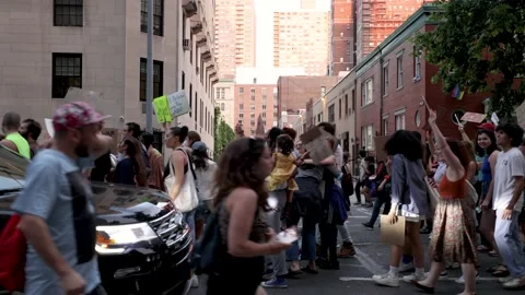 Roe VS Wade Ruling Protest - New York City June 24, 2022 Stock Footage 198476381