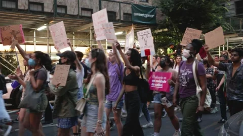 Roe VS Wade Ruling Protest - New York City June 24, 2022 Stock Footage 198476389
