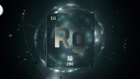 Roentgenium as Element 111 of the Periodic Table 3D illustration on green 스톡 동영상 126451577