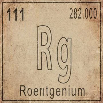 Roentgenium Element Card from Periodic Table on Vintage Old Paper Stock Illustration