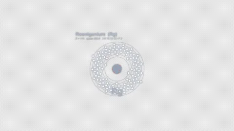 Roentgenium Rg Bohr Atom Model Labeled Animation Video Overlay Alpha 4K Видео 339360930