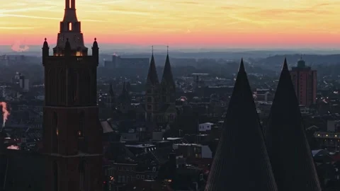 Roermond Skyline at dusk Stock Footage 304177891
