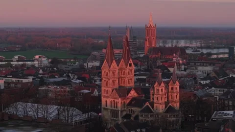 Roermond Skyline at sunset Stock Footage 304177899