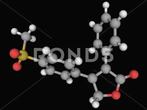 Rofecoxib drug molecule Stock Illustration
