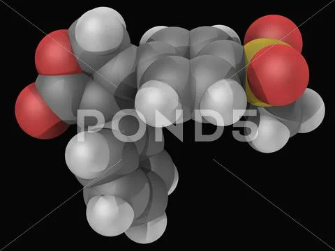 Rofecoxib drug molecule Stock Illustration