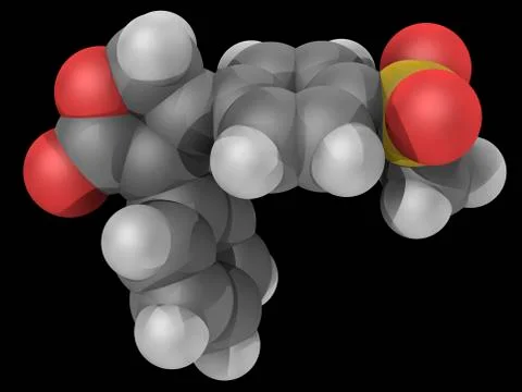 Rofecoxib drug molecule Stock Illustration