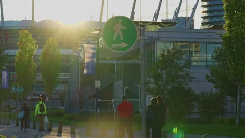 Rogers Arena is a stadium located at False Creek in Vancouver, May 2021, Canada Stock Footage 154340829