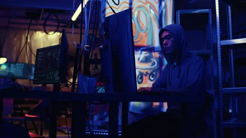 Rogue hackers write hacking code 库存影片 256940611