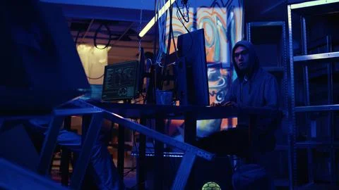 Rogue hackers write hacking code 스톡 사진