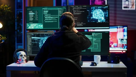 Rogue IT engineer uses AI deep learning to develop zero day exploit Stock Footage 275864624