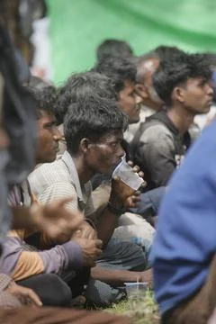 Rohingya immigrant ship stranded in Aceh, Indonesia Stock Photos