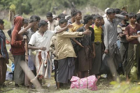 Rohingya immigrant ship stranded in Aceh, Indonesia Stock Photos