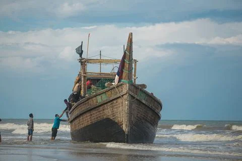 Rohingya immigrant ship stranded in Aceh, Indonesia Stock Photos