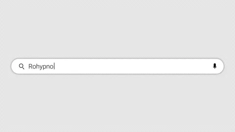 Rohypnol text typing in search balk animation on white screen in 4k Stock Footage 292538244