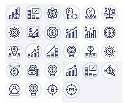 Roi 128x128 Vector Icon Pack with 28 Bold Line Grid Fitted Elements Illustrazione stock