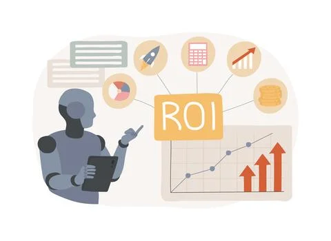 ROI and Attribution Analysis with AI abstract concept vector illustration. Stock Illustration