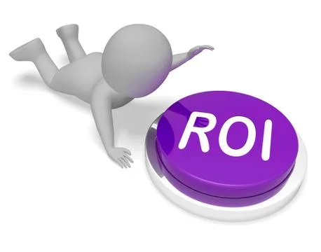 ROI Button Means Financial Return 3d Rendering Stock Illustration