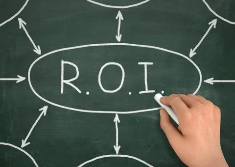 Roi chalkboard write concept  3d illustration Ilustração Stock