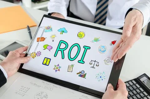 Roi concept on a clipboard Stock Photos
