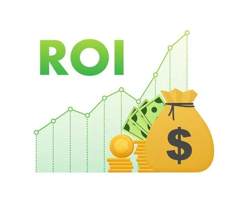 ROI concept design with elements. Return on investment - vector flat banner イラスト素材