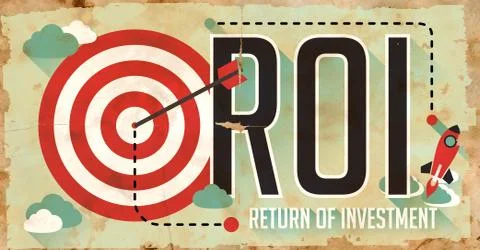ROI Concept. Grunge Poster in Flat Design. Stock Illustration