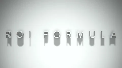 Roi formula 3D title animation with shadows on a white background Stock Footage 296899791