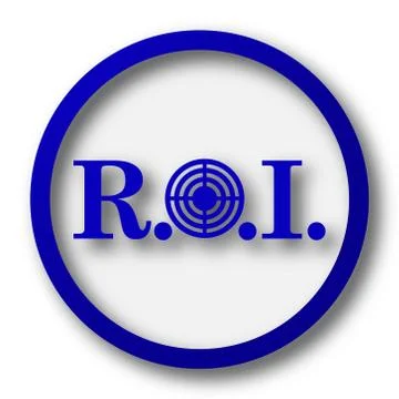 ROI icon. Blue internet button on white background.. Illustrazione stock