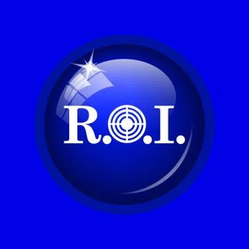 ROI icon. Internet button on blue background. . Stock Illustration