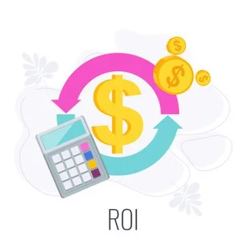 ROI icon. Return on investment. Flat vector illustration. Illustrazione stock