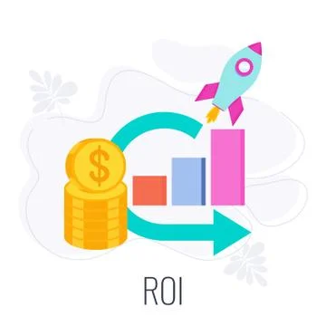 ROI icon. Return on investment. Stack of coins Stock Illustration