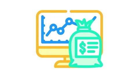 Roi increase color icon animation Stock Footage 227556966