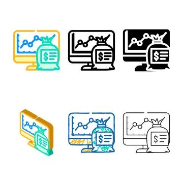 Roi increase color icon vector set Stock Illustration
