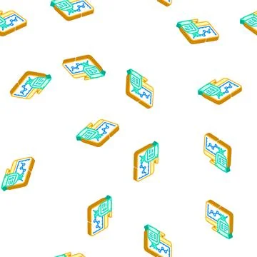 Roi increase isometric icon seamless pattern 스톡 일러스트