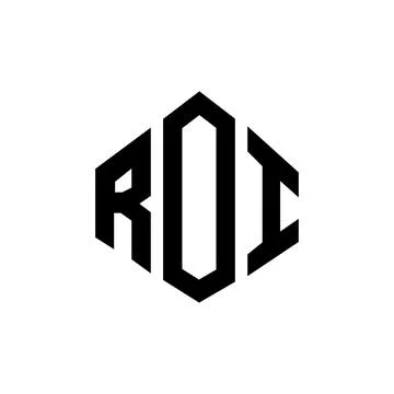 ROI letter logo design with polygon shape. ROI polygon and cube shape logo .. Stock Illustration